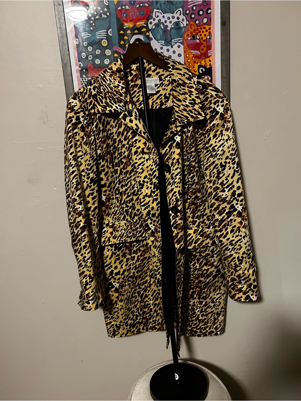 Worthington Leopard Print Trench Coat in Yellow and Brown